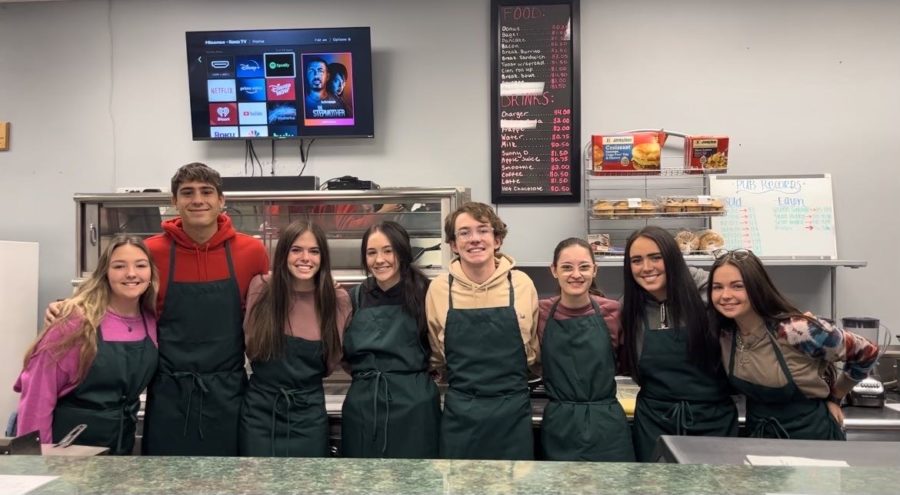 Pub employees from left to right: Caitlin MacIntyre, Filippo Caporaso, Megan Beers, Marin Michaelson, Blake Harlan, Chanel Henning, Jessa Larson, and Brynn Lockie.