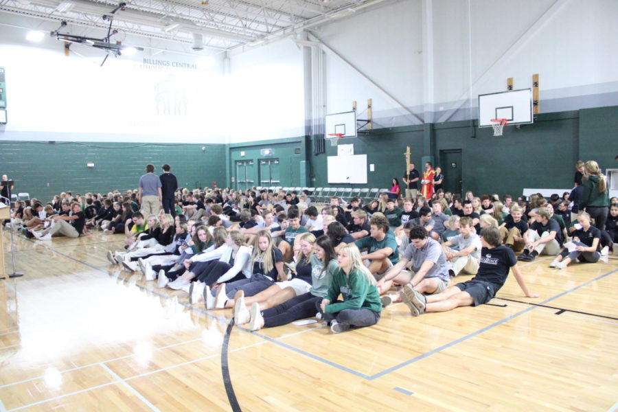 BCCHS Student Body waiting for mass to start in the small gym