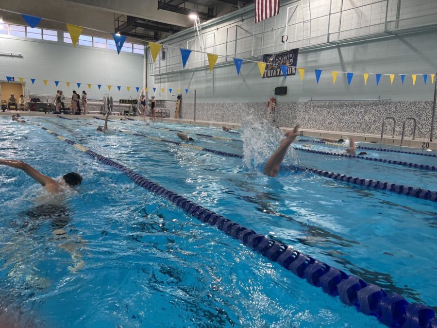 BCCHS students practicing their strokes at the MSUB pool during practice. 