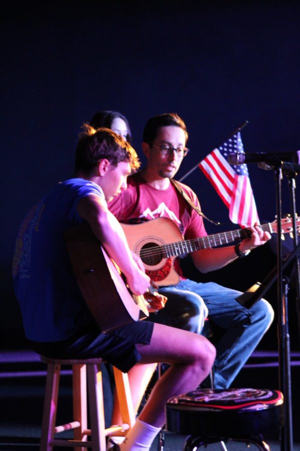 Music Director Branden Martinez and Sophomore Sam Jagodzinski playing the national anthem to start the night