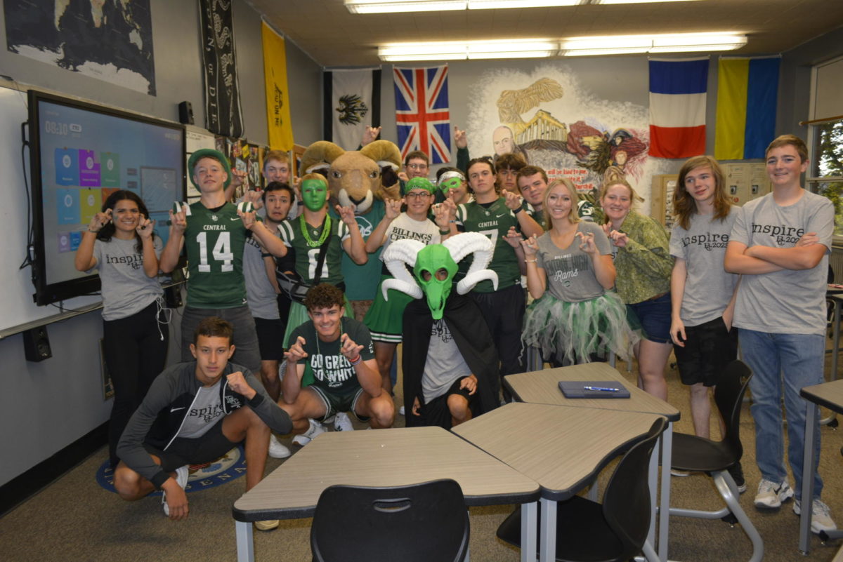 Mr. Fairbanks’ first period film class in their spirit wear on Friday