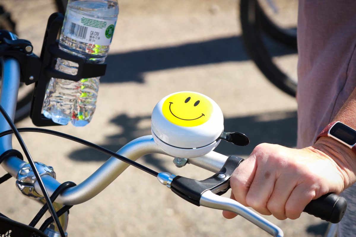 A detail picture of a volunteer’s smile bell. 