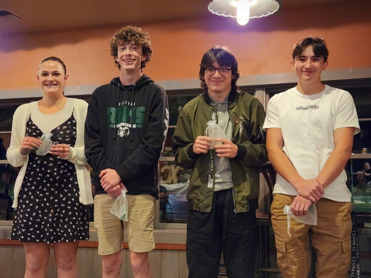 11.28.23 Cross country Seniors(left to right): Katya Arzubi, John Pender, Jacob Burmeister, and Trystyn Hope