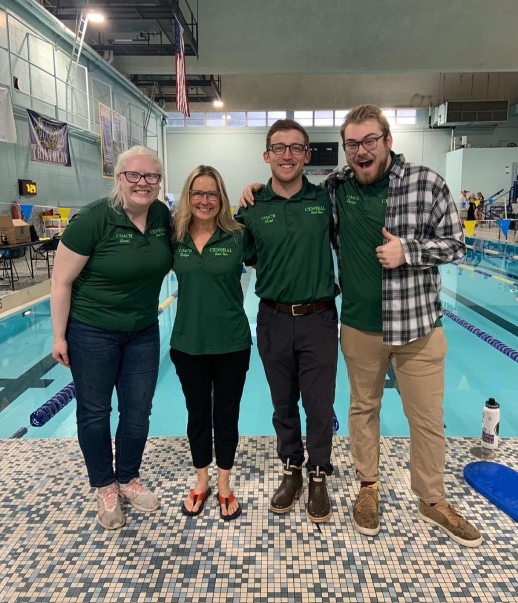 12.18.2023 BC Swim coaches(left to right) Sami DuVal, Robyn O’Nan, Mark Bruschwein, and Devin DuVal 