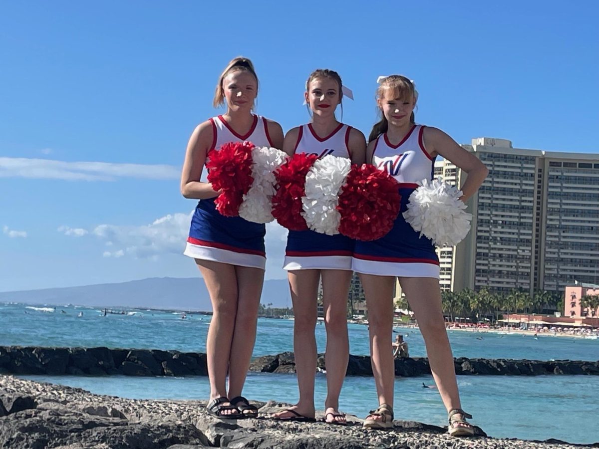  Kayden Soucy, Isabelle Desmarais, and Cyann Crabtree(left to right) at the Beach on the Island Oahu, Hawaii on December 7, 2023. 