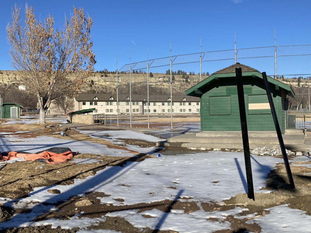 1.24.24. A view from behind the backstop towards Poly Drive at Urbaska Field, where construction is taking place to prepare the field for the 2024 BCCHS softball season 