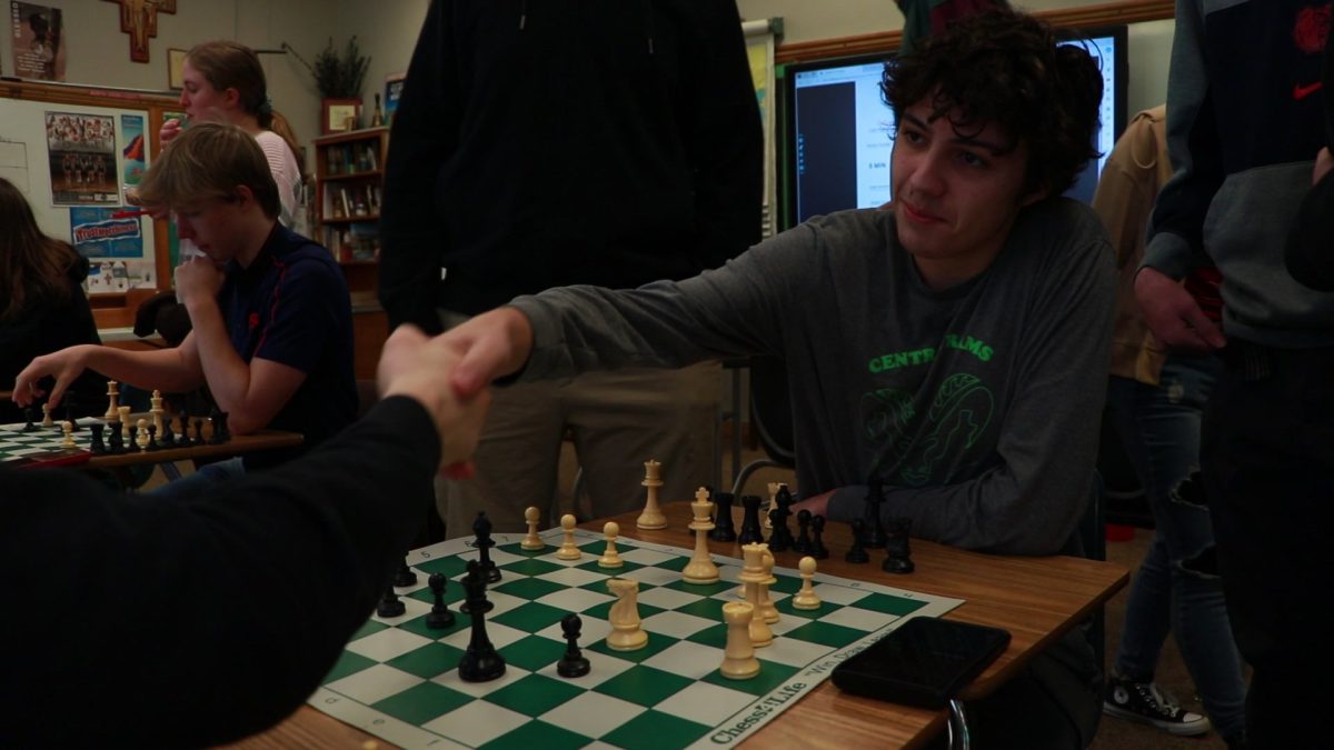 3.6.2024 Sophomore Ronan O’Neill shaking hands with his opponent.  