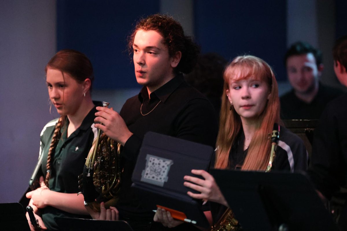 2.15.2024 Students preparing to perform with the Jazz Band. 