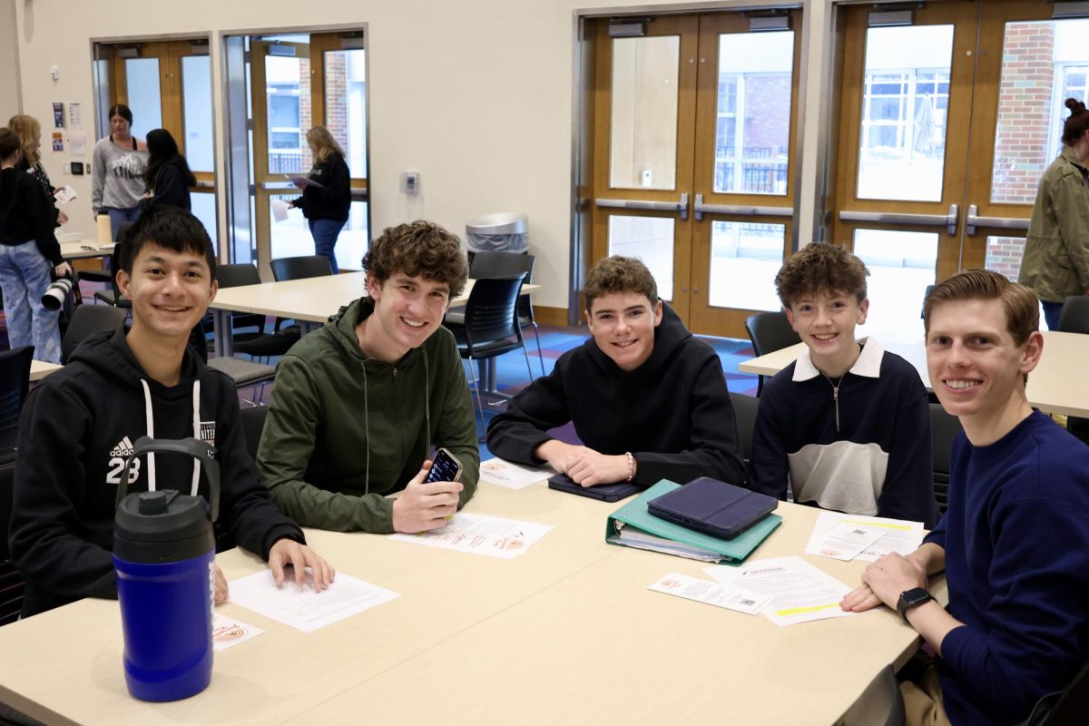 4/18/24 From L to R: Seniors Casey Rah, Jack Milroy, Freshman, Matteo Harris, Sawyer Guenthner, and Senior, Hank Jagodzinski.