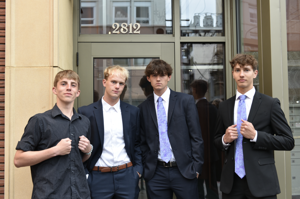 5.8.24 Central students at the Billings Central Film Premier. (L to R: Kellan McClintock, Aidan Molloy, Russel Johnson, Sam Jagodzinski). 