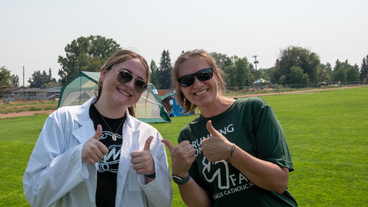 9.8.24 (From L to R) Junior and HOSA Vice President Ella Fairbanks, and HOSA advisor Krista Cunningham at Running on Faith. 