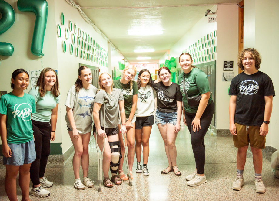 9.8.24 Remaining Sophomore students after decorating their hallway. (From L to R) Khue Ho, Emily Day, Jamison Braukmann, Carlee Hofer, Aivah Macdonald, Harper Pham, Vivian Hastings, Sami Ritchie, and Joshua Strydom. 