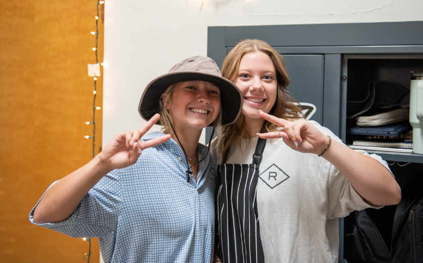 9.10.24 (From L to R) Juniors Daisy Swan and Riley Chambless dressed up on Tuesday for BBQ Dads vs. Soccer Moms day.