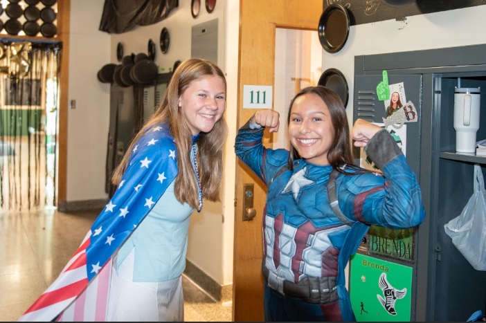 9.12.24 (From L to R) Seniors   Brenda Twitchel and Zelaya Paumer dressed up for 'Merica Day. 