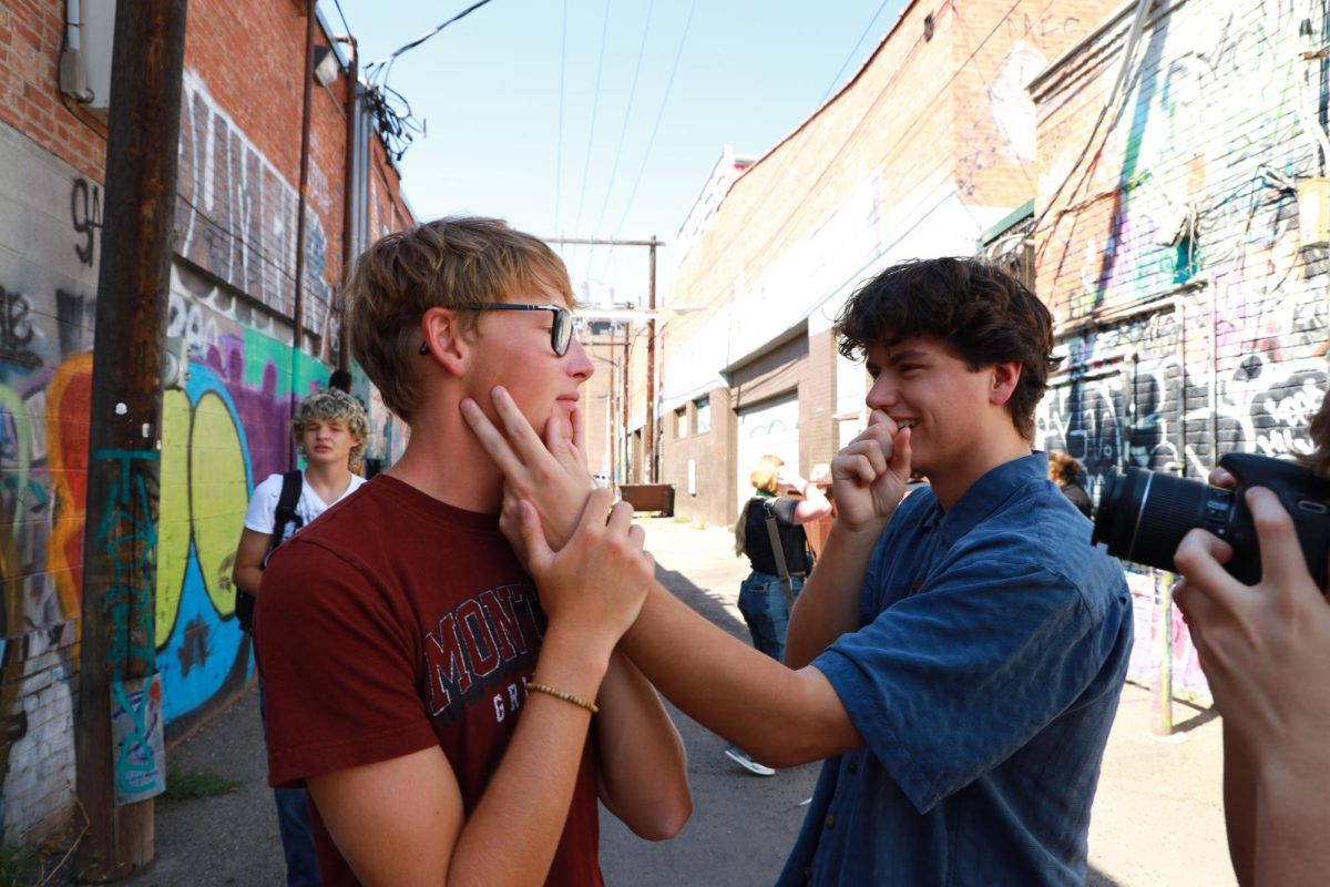 (For Social Media) 8.28.24 From L to R: Nolan Harada and JJ Michalsky posing for Kirkallen Hoskin’s photo for a film assignment. 