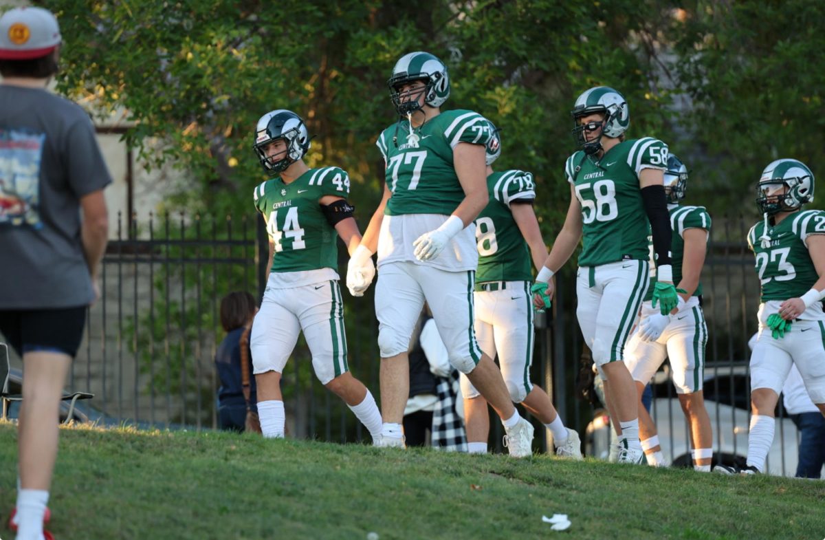 9.13.24 Billings Central football players walk onto the field for their Homecoming game. 