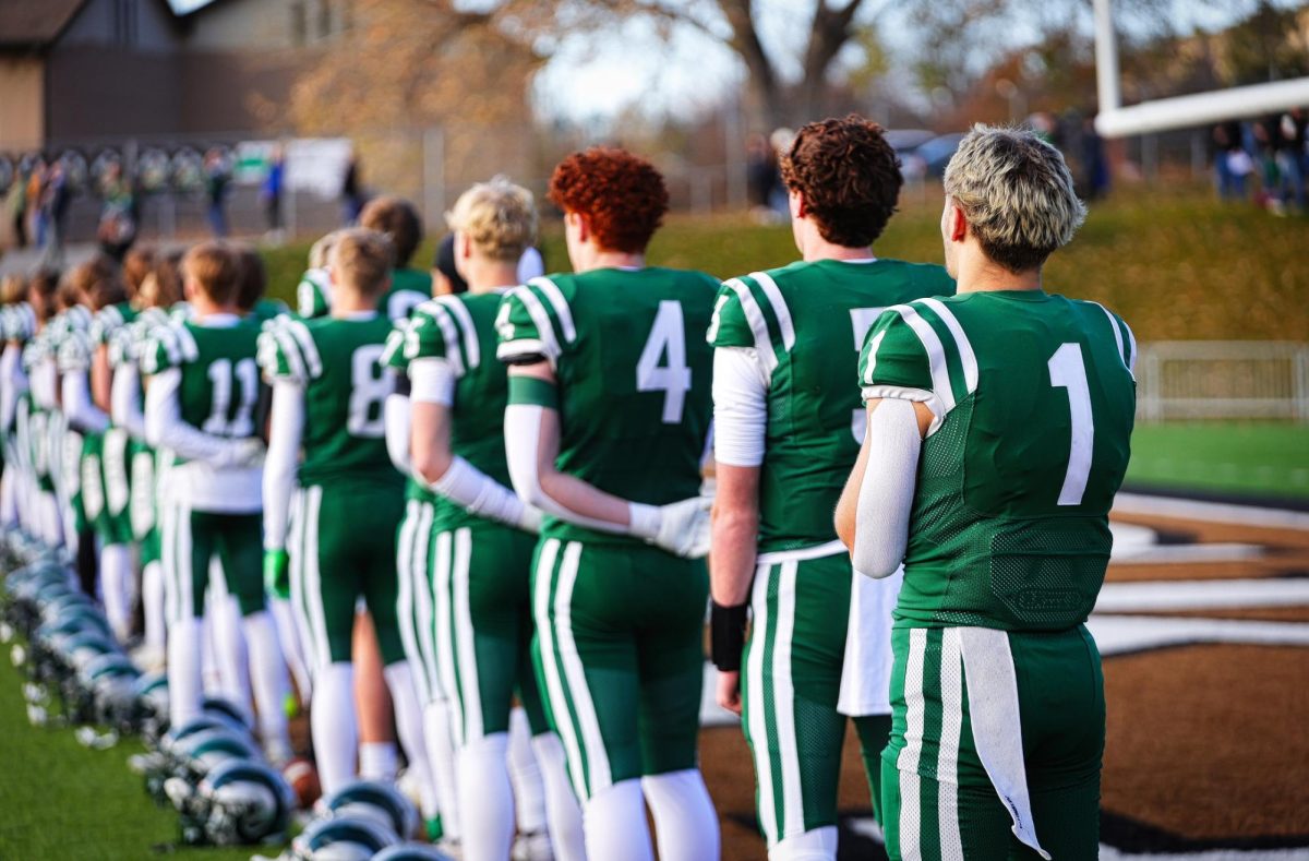 11.16.24 Billings Central football stand for the National Anthem before their game against Fergus. 