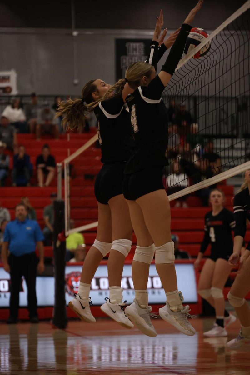 10.1.24
Kassidy Schafer and Ryen Hadley going up for a block. 