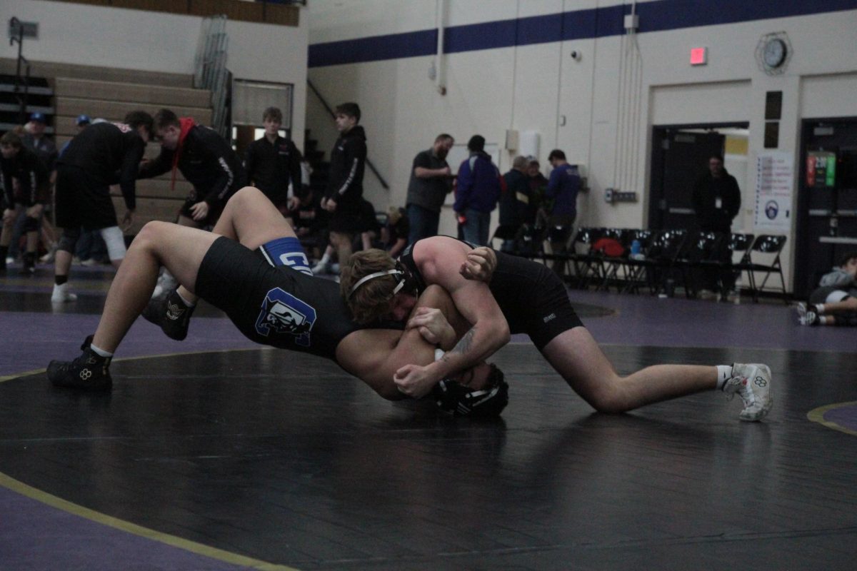 1.25.25
Senior Solomon Stortz gets a pin against Corvallis at the Montana Class A Duals