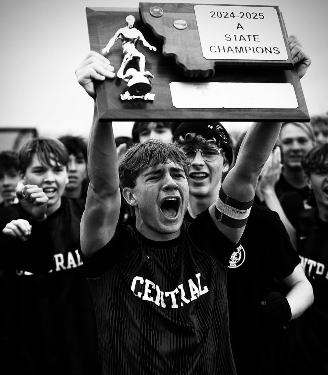 11.3.24
Billings Central’s Cole Bland holds up the State A boys soccer trophy.