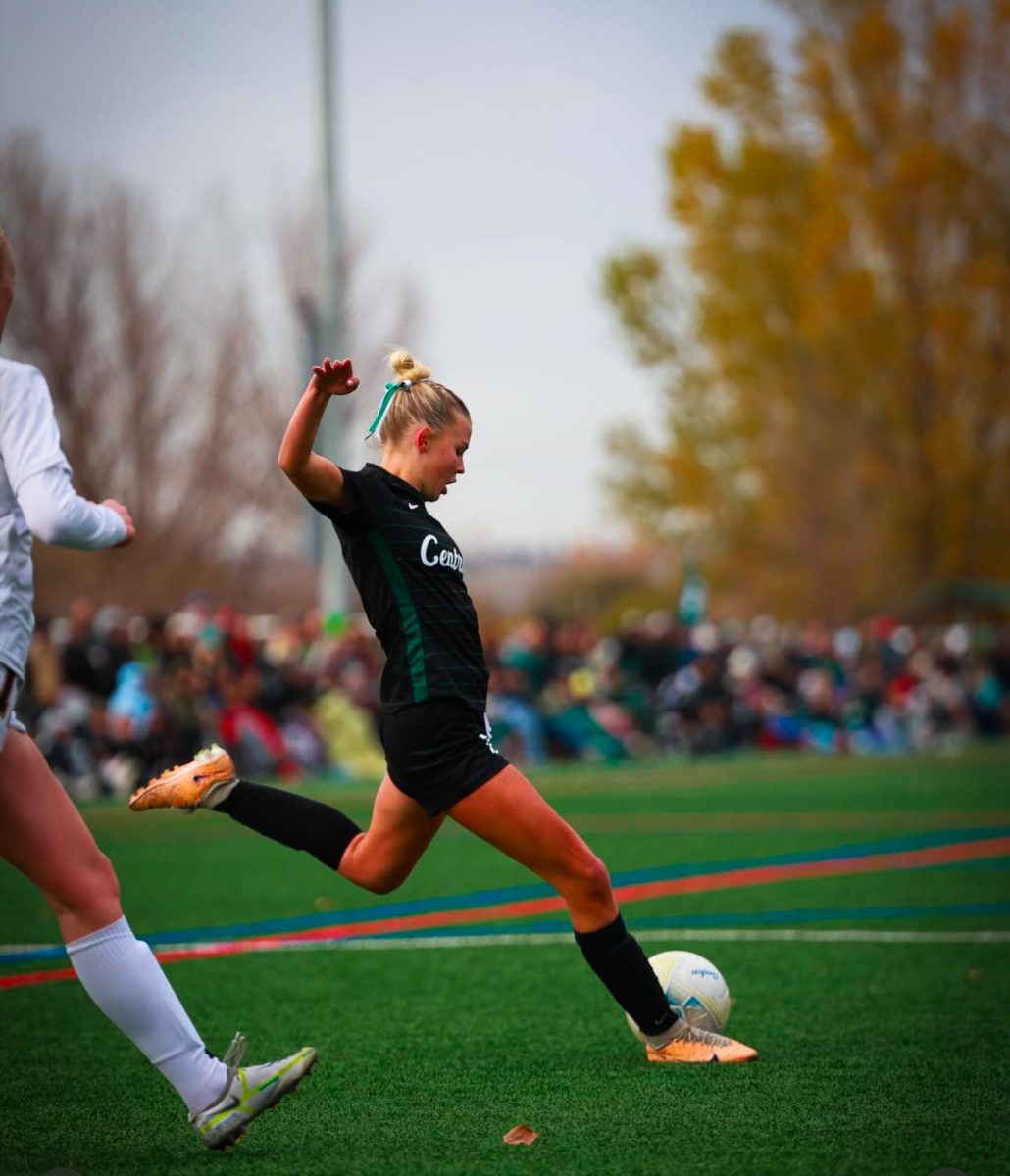 11.3.24
Avery Sorenson strikes the ball during the State A soccer championship.