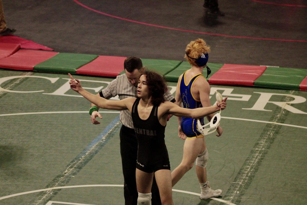 2.14.25
Junior Aramis Rivera celebrating his semifinal victory at the MHSA All Class State Wrestling Tournament