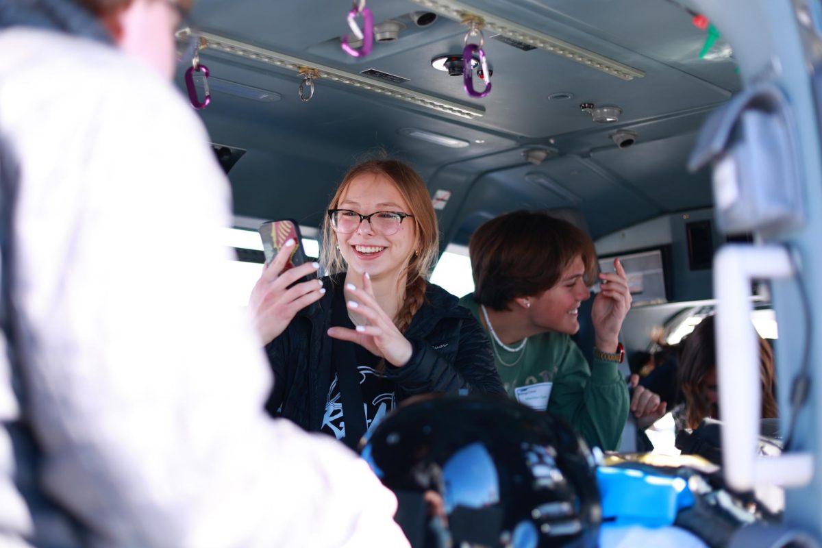 2.24.25 
From L-R: Juniors, Brynn Sogaard and Maclayn Clark inside Billings Clinic's Med Flight helicopter. 