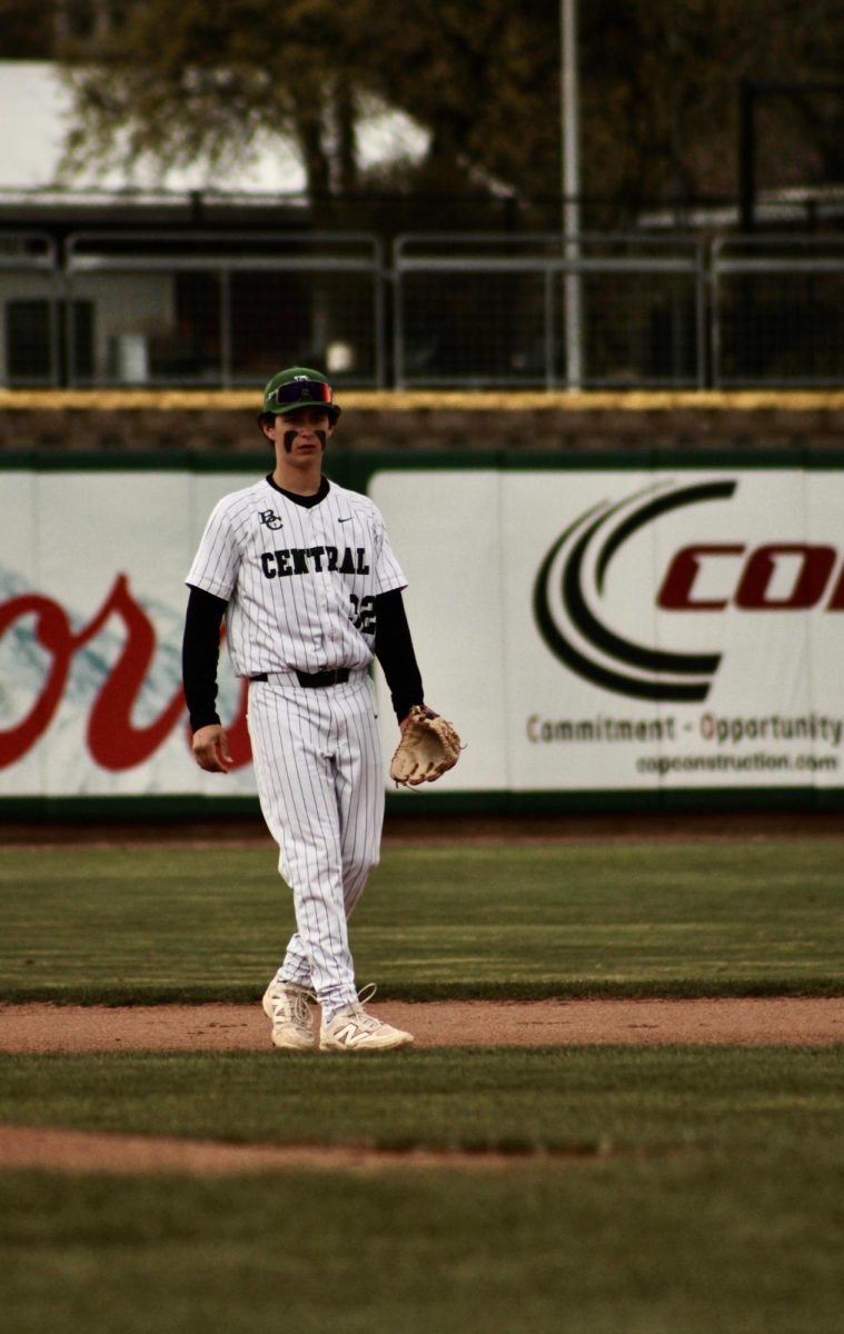 4.22.25
Freshman Porter Dahlberg in between plays at Dehler Park in a win over Billings Senior 10-0