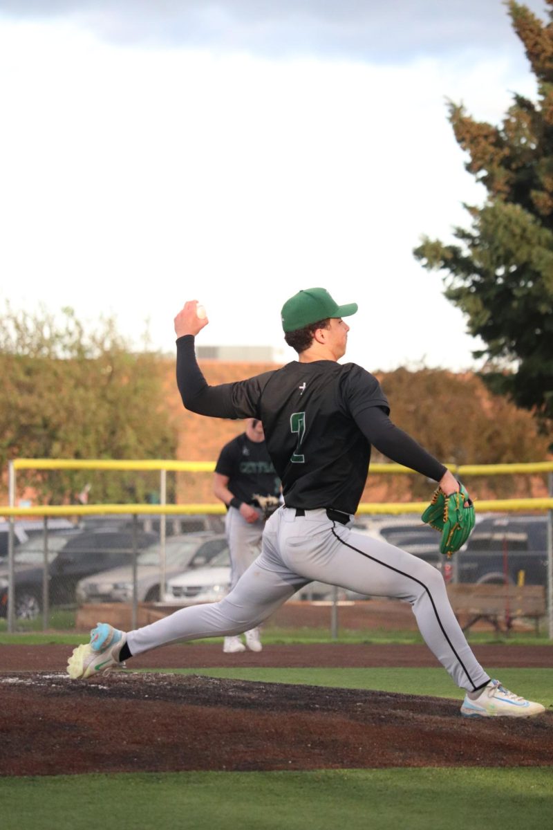 5.8.25 Sophmore Paxton Prill pitching vs Senior. 