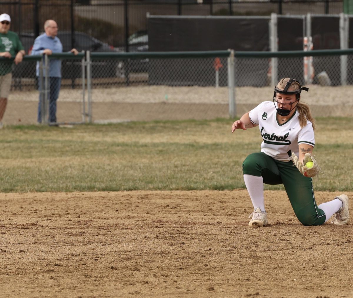 4.8.25 Senior Lydia Todd fields the ball in the game vs Senior.