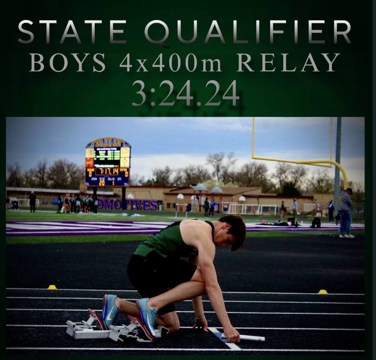5.8.25 State qualifier in the boys 4x400m relay Junior Austyn Jardine. 