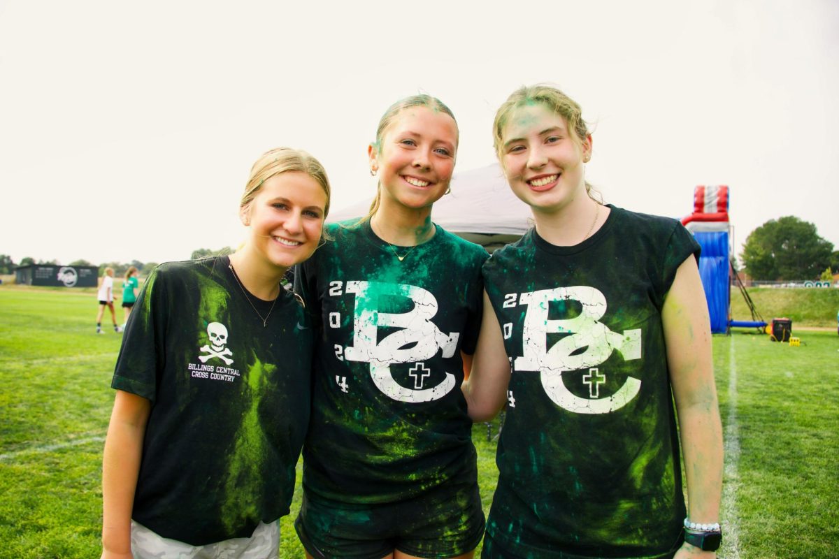 9.7.25
(From L-R) Seniors, Sage Sebastian, Kaitlin Ferris, and Keira McMahon pose for a photo after volunteering in the Color Run at Running on Faith. 