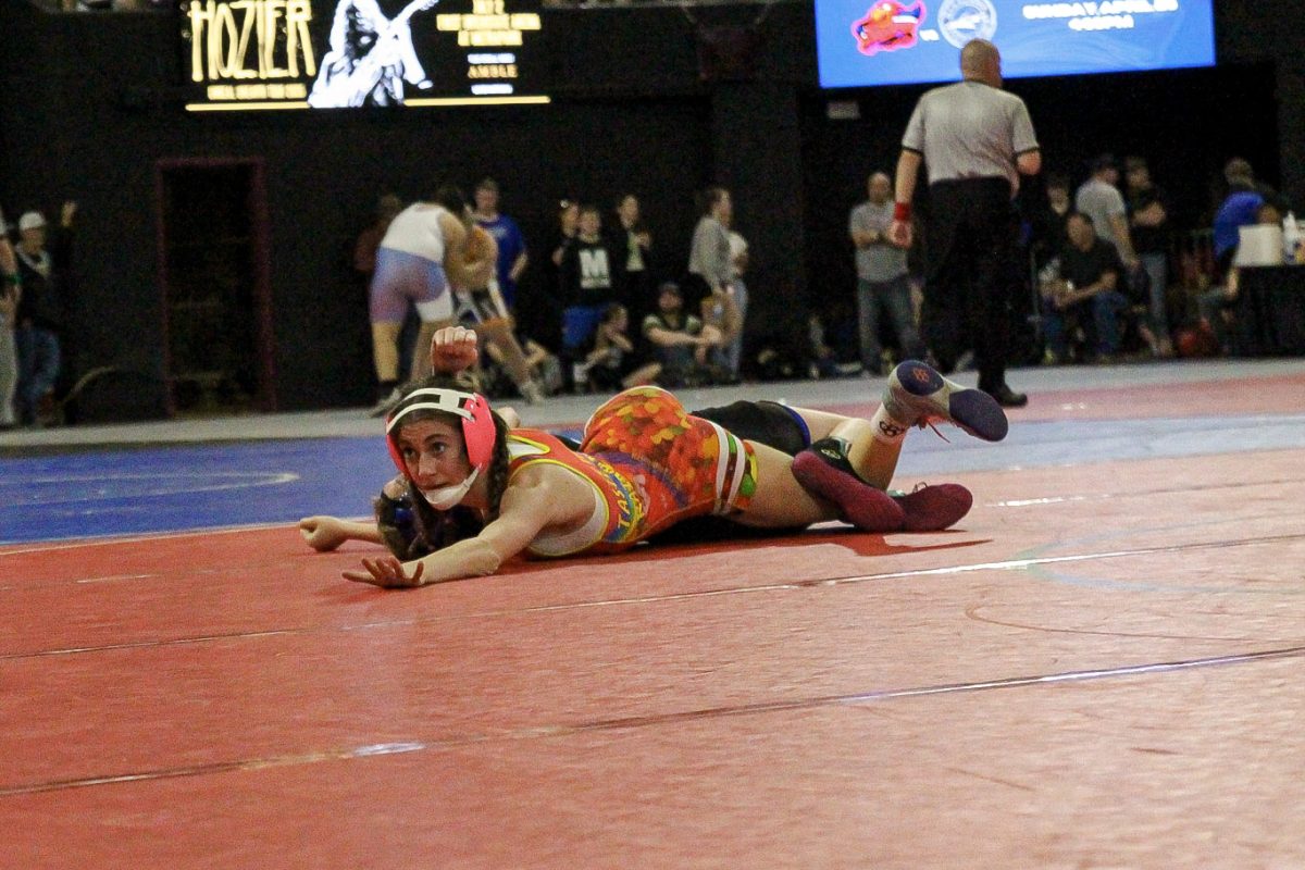3.29.25
Current freshman, Ashlyn McCann pinning her opponent in the semi-finals of the Montana Open at the Metra in Billings, Montana.
 