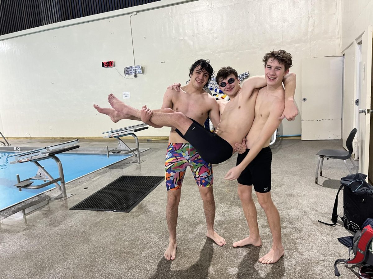 12.18.25 
(From L-R) Seniors Ronan O’Neal and Ian Brandon with Junior Caleb Kay, posing after evening practice at Rocky Mountain College.
