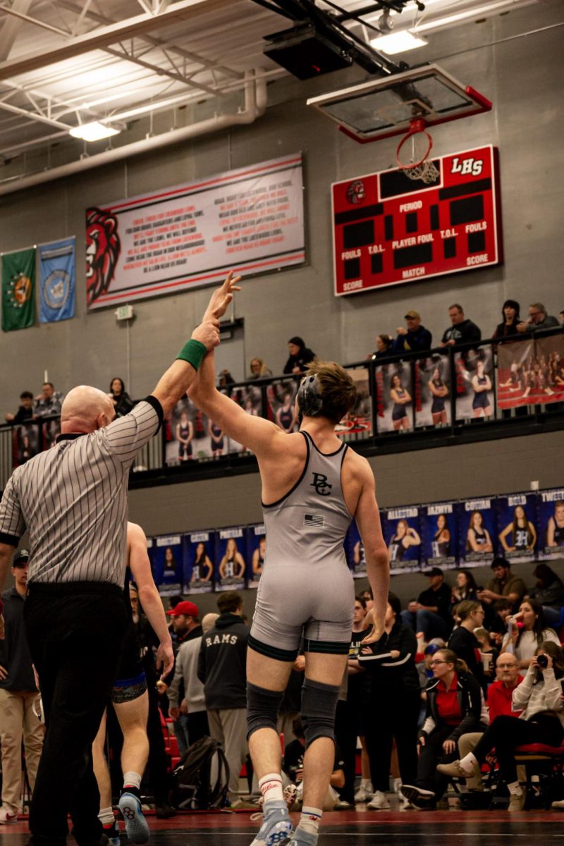 2.15.26
Senior, Trystan Knight getting his hand raised after his consolation semifinal match at the MHSA Eastern Class “A” Divisional Wrestling Tournament at Lockwood Highschool