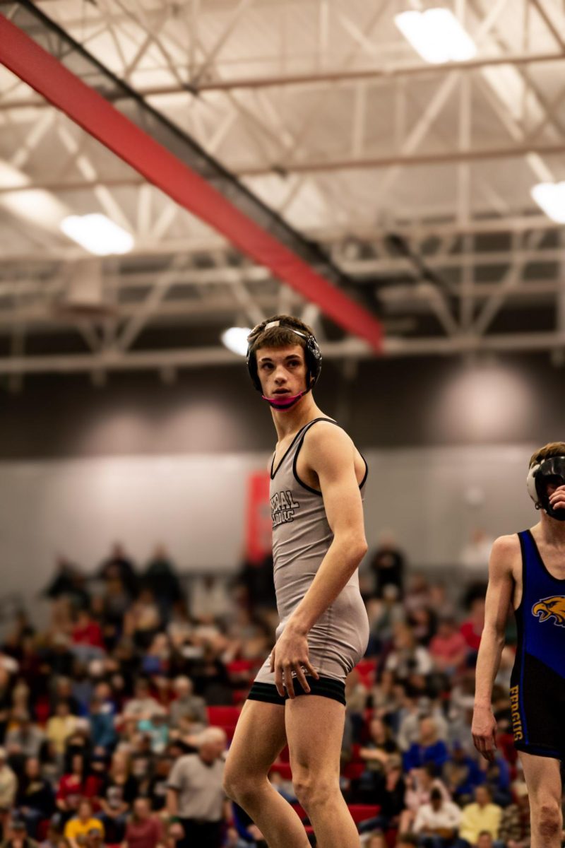 2.15.26
Junior, Xander McCann looking back at his coaches during his consolation semifinals match at the MHSA Eastern Class “A” Divisional Wrestling Tournament at Lockwood Highschool