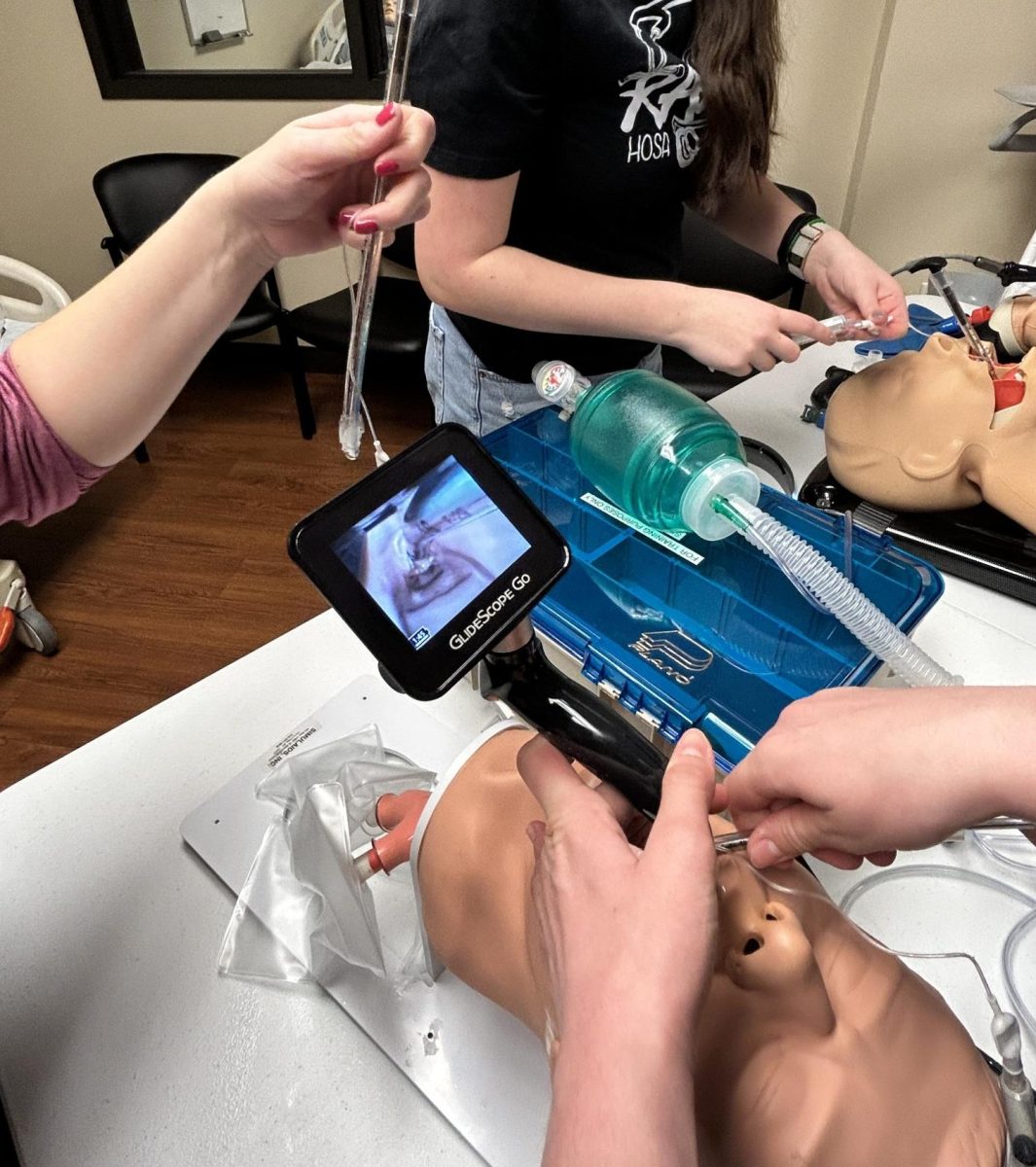 2.23.26 
A simulated inside look of the throat using a breathing tube and an intubation device. 
