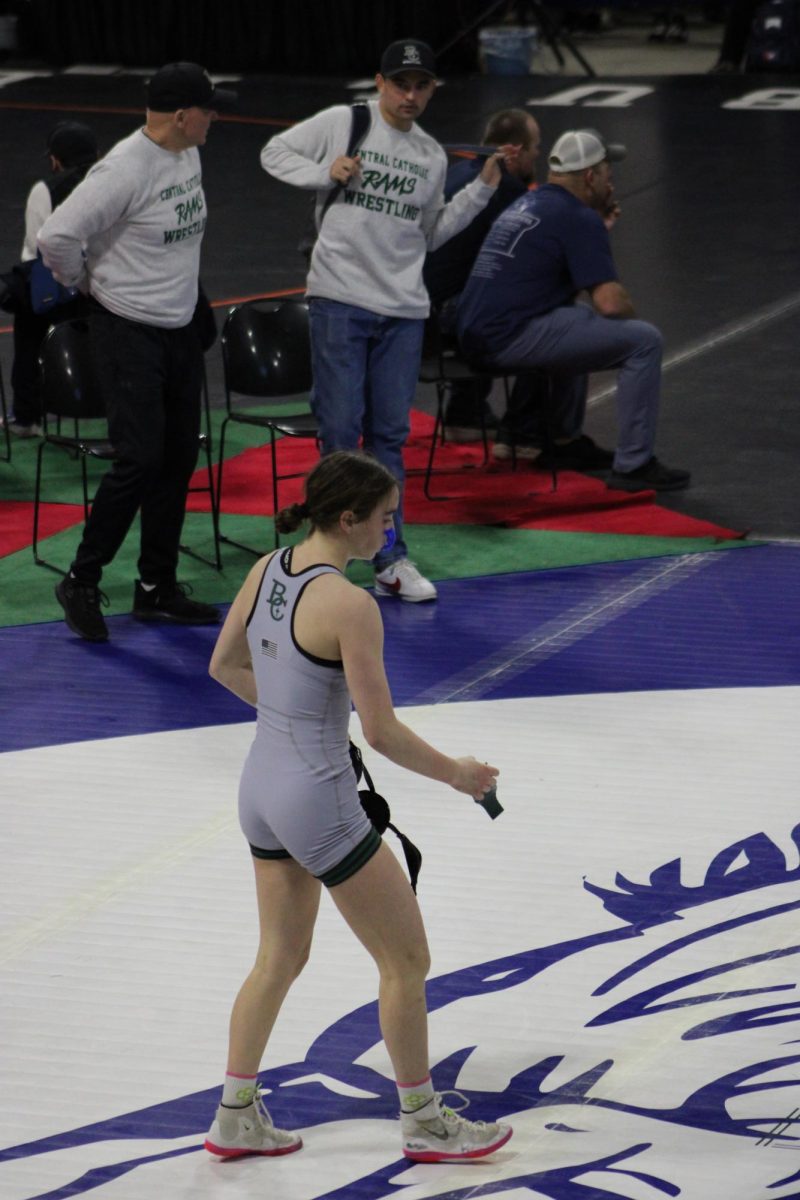 2.21.26
Emma Hernandez approaches center mat after her quarterfinal match at the 2026 MHSA State Wrestling Tournament