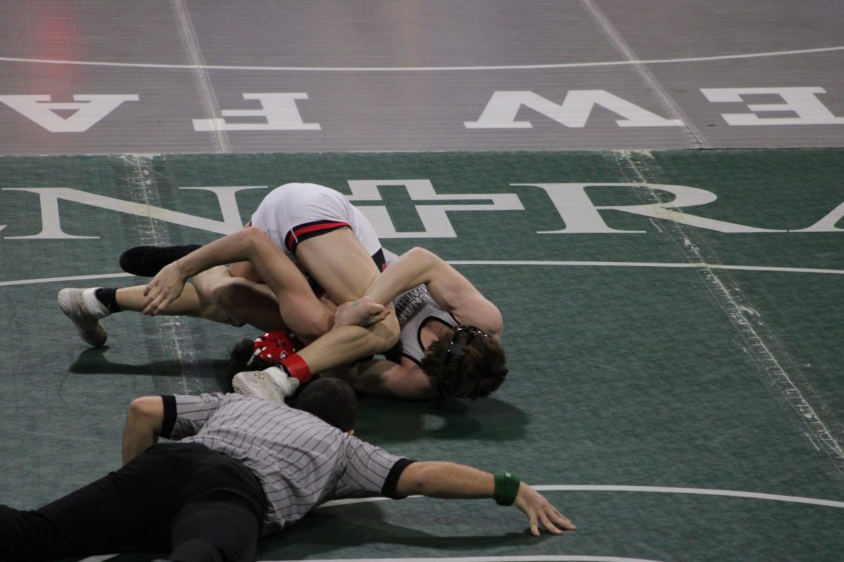 2.21.26
DJay Wipf locks up a spladle in the quarterfinal match at the MHSA State Wrestling Tournament