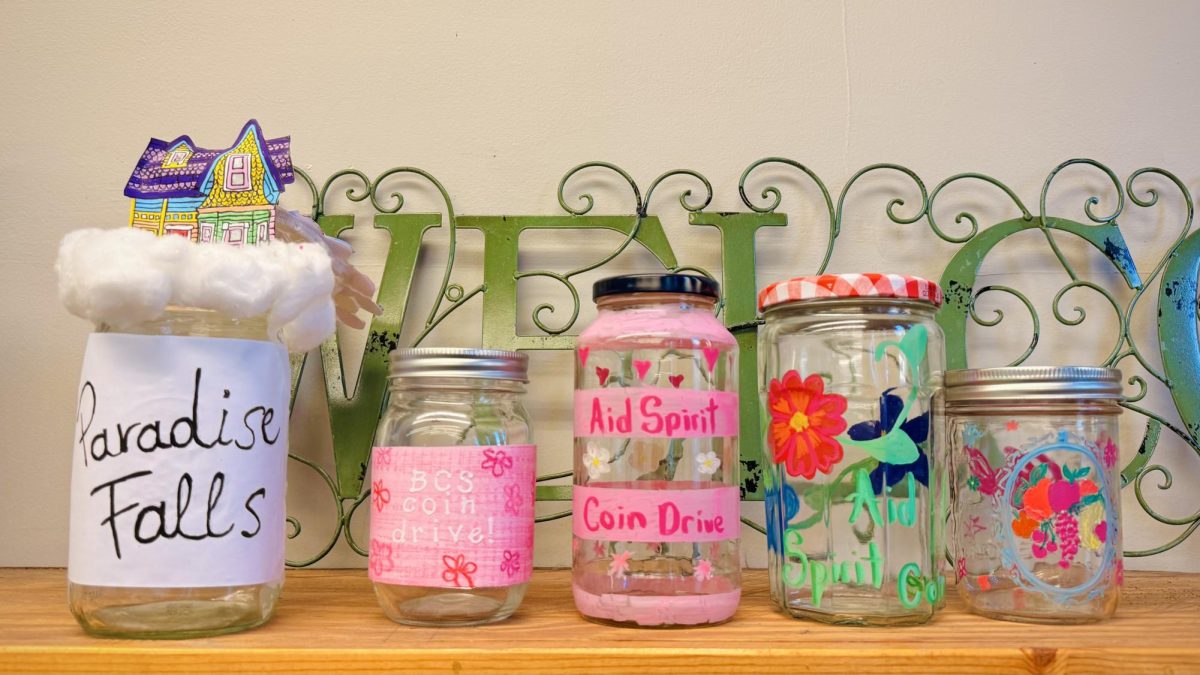 2.6.26
Mason jars decorated by NHS to collect coins for Aid Spirit to help fund children’s education and healthcare. 