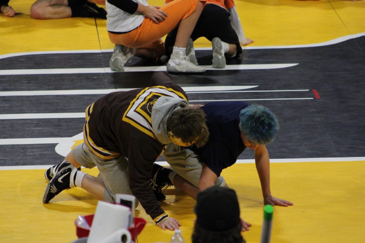 2.21.26
Helena Capital’s Wyatt Shull (L), and 
East Helena’s Eli Erdahl (R) warm up for their finals matches at the MHSA State Wrestling Tournament. Erdahl capitalized and became a state champion.