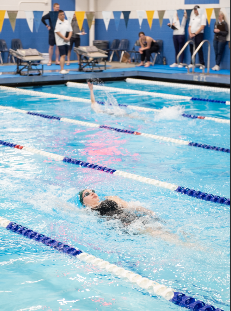 2.14.26
Senior Sarah Spini swims the backstroke leg of the Girls 200 Individual Medley Finals. 