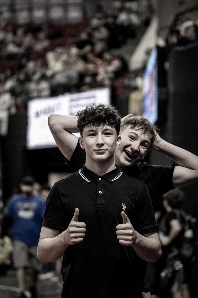 3.28.26
Sophmores Kaius Rivera and Dean Padon posing for the camera during a break at AAU State at the Metra