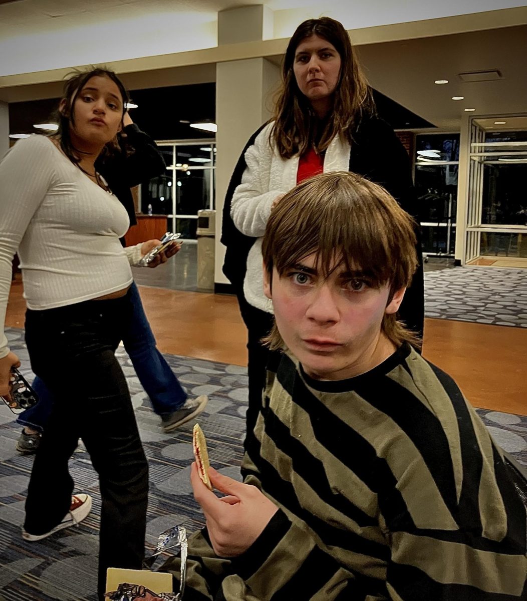 From L-R junior ahmilee and sophomores Oliver and Samantha at speech and drama divisionals