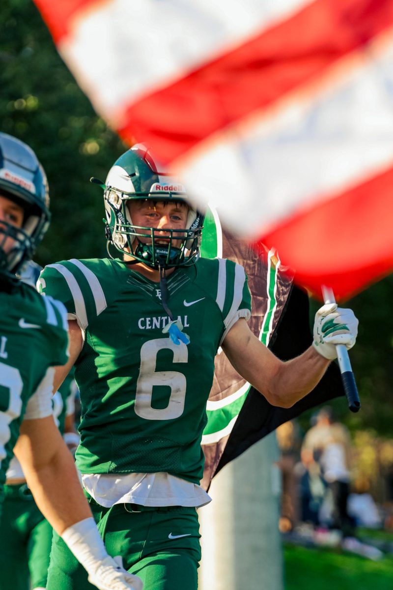 9.12.25
Senior Blake Skillstead holding the Billings Central Catholic High School flag during their opening ceremony before the game against Frenchtown.