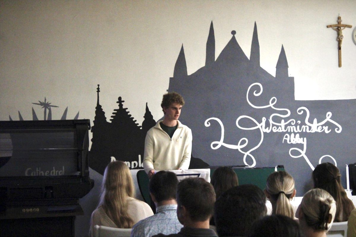 3.3.26
Senior Alex Johnson speaking at the National Honors Society Induction Ceremony.