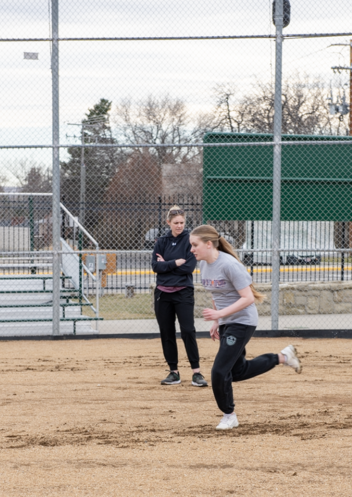 3.18.26
Freshman Madison Mantey runs bases at softball practice. 