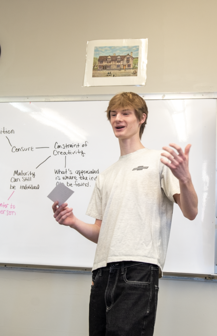 3.19.26 
Senior Baxter Jensen practices his speech. 