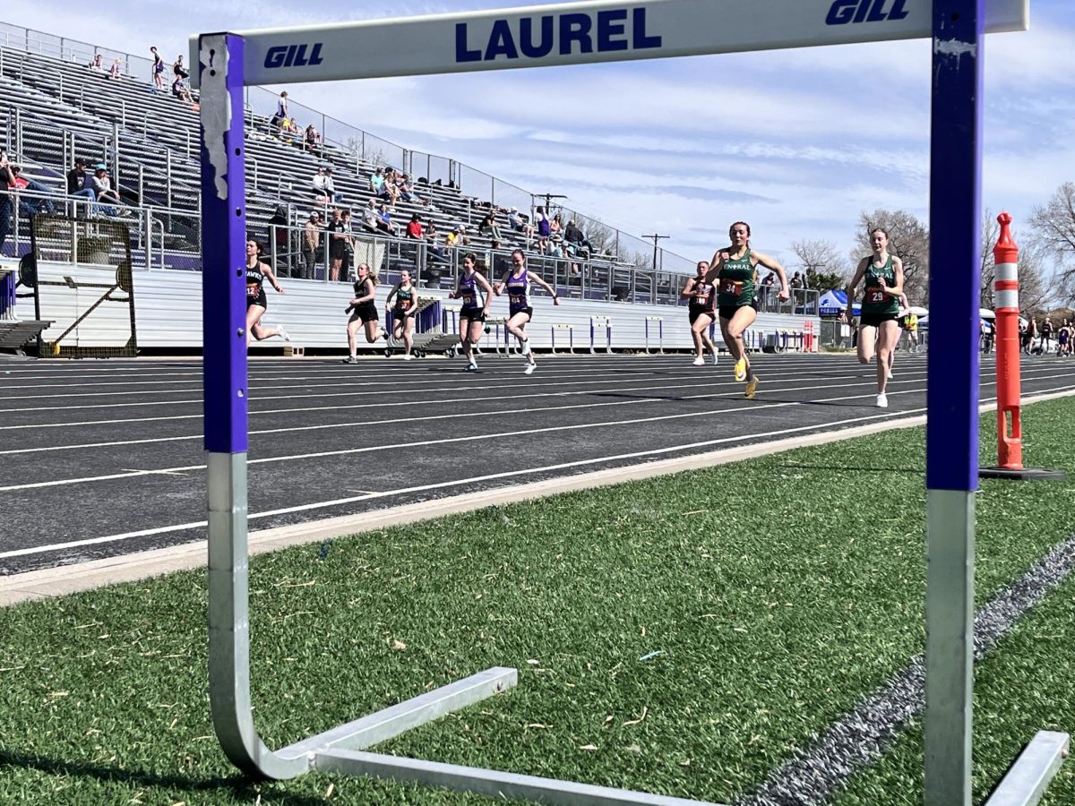 4/9/26
L to R
Freshman Alana Hatzel, and freshman ? ? Completing the 100 meter sprint