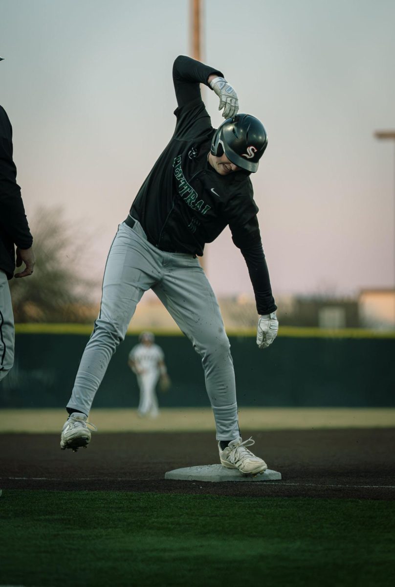 3.27.26 Junior Zach McDonald celebrating after a big triple in a game against West